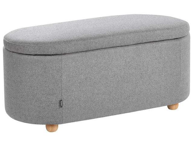 Storage Bench Light Grey Fabric Water-repellent Finish Upholstered Ottoman with Storage Hallway Seat Beliani