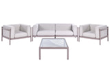 4 Seater Garden Sofa Set Taupe Synthetic Frame Outdoor Coffee Table Armchairs 2 Seater Sofa with Cushions Modern Style Beliani