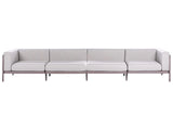 4 Seater Garden Sofa Taupe Synthetic Frame Outdoor with Cushions Modern Style Beliani