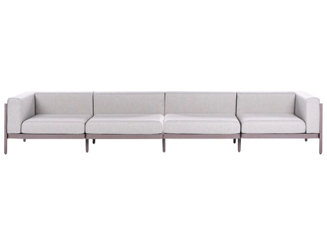 4 Seater Garden Sofa Taupe Synthetic Frame Outdoor with Cushions Modern Style Beliani