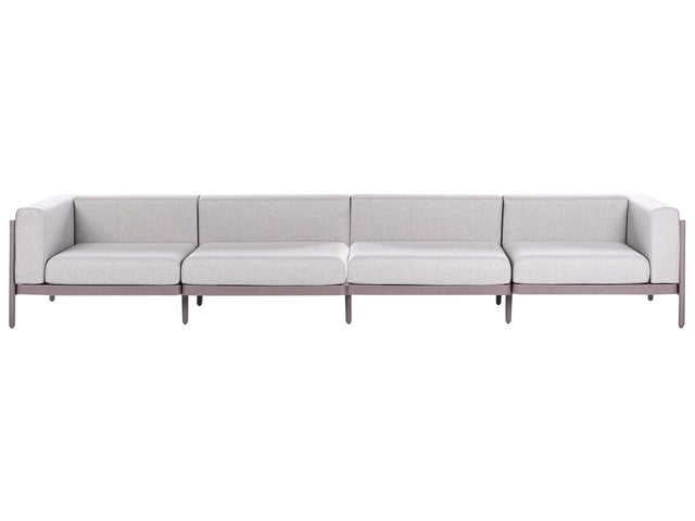 4 Seater Garden Sofa Taupe Synthetic Frame Outdoor with Cushions Modern Style Beliani