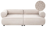 3 Seater Sofa Beige Boucle Rolled Armrests Quality Upholstery Couch Tufted Seat Decorative Mid-Century Modern Style Living Room Beliani