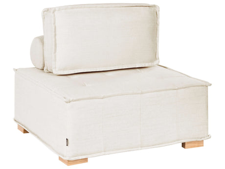1-Seat Section Off-White Fabric Upholstery Solid Wood Legs Quilted Seat Living Room Modern Style Beliani