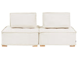 Sofa Off-White Fabric Upholstery Solid Wood Legs 2 Seater Modular Modern Quilted Seat Living Room Beliani