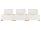 3 Seater Modular Sofa Off-White Fabric Upholstery Solid Wood Legs Quilted Seat Living Room Modern Style Beliani