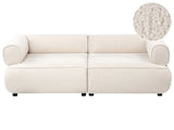 3 Seater Sofa Off-White Boucle Rolled Armrests Quality Upholstery Couch Tufted Seat Decorative Mid-Century Modern Style Living Room Beliani