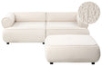 3 Seater Sofa with Ottoman Off-White Boucle Rolled Armrests Quality Upholstery Couch Tufted Seat with Footstool Mid-Century Modern Style Living Room Beliani