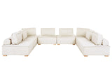8 Seater Modular U-Shaped Sofa Off-White Fabric Upholstery Solid Wood Legs Quilted Seat Living Room Modern Style Beliani