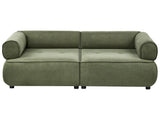 3 Seater Sofa Green Fabric Rolled Armrests Water-Repellent Upholstery Couch Tufted Seat Decorative Mid-Century Modern Style Living Room Beliani