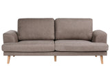 3 Seater Sofa Brown Fabric Soft Back Cushions Modern Decor Style Beliani