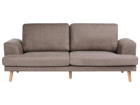 3 Seater Sofa Brown Fabric Soft Back Cushions Modern Decor Style Beliani
