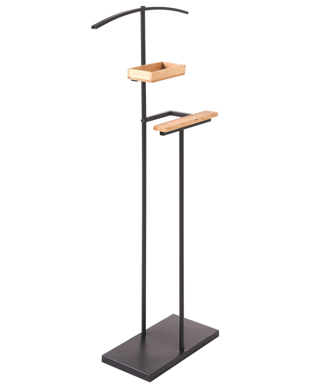 Coat Rack Black Steel Metal 118 cm Freestanding Clothes Stand with Shelves Industrial Hallway Beliani
