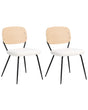 Set of 2 Dining Chairs Off-White Black Iron Legs Armless Protective Caps Modern Minimalism Design Dining Room Beliani