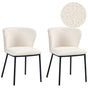 Set of 2 Dining Chairs Off-White Black Iron Legs Armless Protective Caps Modern Minimalism Design Dining Room Beliani