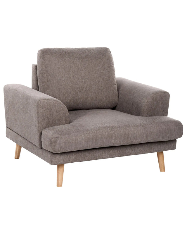 Armchair Brown Fabric Soft with Flared Armrests Decor Living Room Beliani