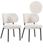Set of 2 Dining Chairs Off-White Black Iron Legs Armless Protective Caps Modern Minimalism Design Dining Room Beliani