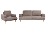 4 Seater Living Room Set Brown Fabric Sofa Armchair with Flared Armrests Art Decor Style Beliani