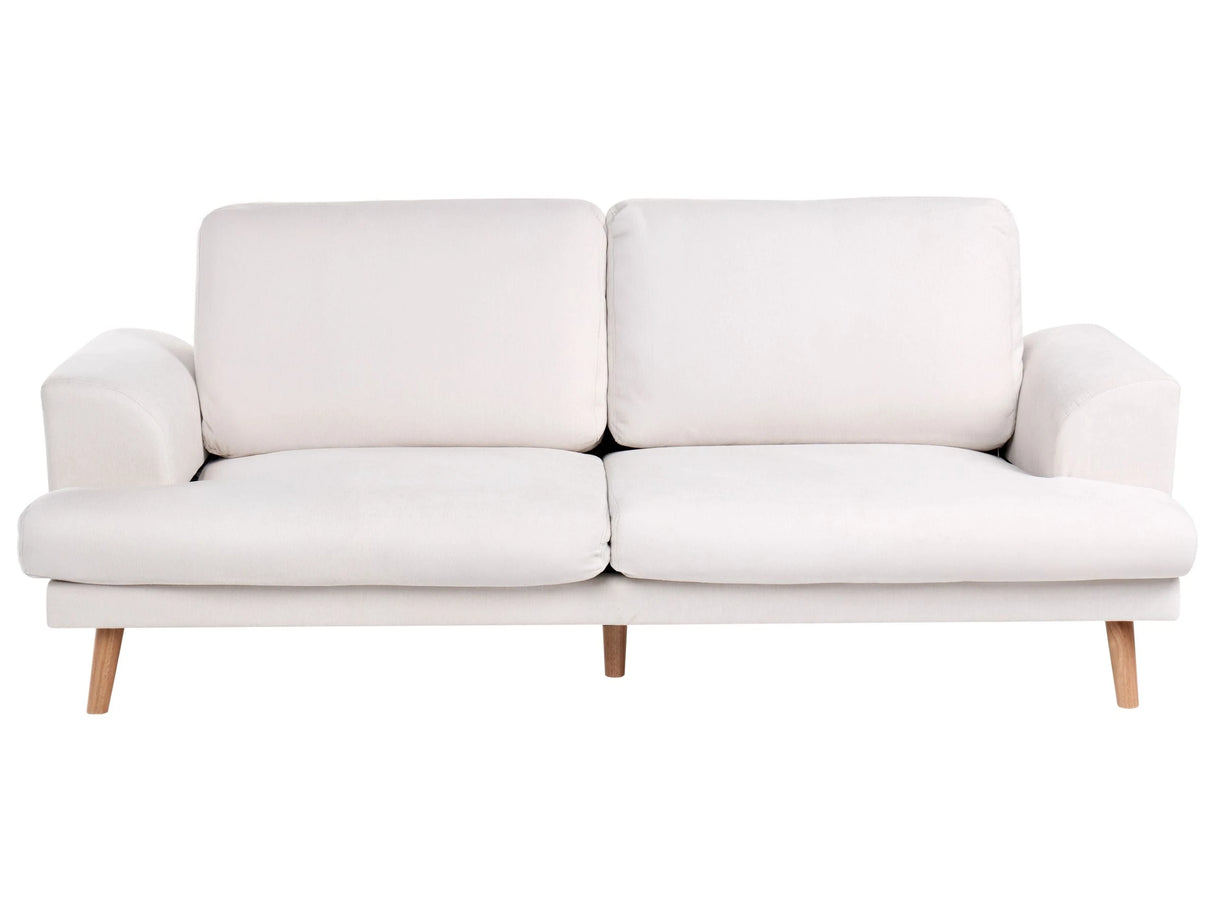 3 Seater Sofa Light Beige Fabric Soft Back Cushions Modern Decor Style Beliani
