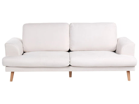 3 Seater Sofa Light Beige Fabric Soft Back Cushions Modern Decor Style Beliani
