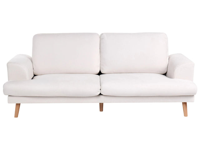 3 Seater Sofa Light Beige Fabric Soft Back Cushions Modern Decor Style Beliani