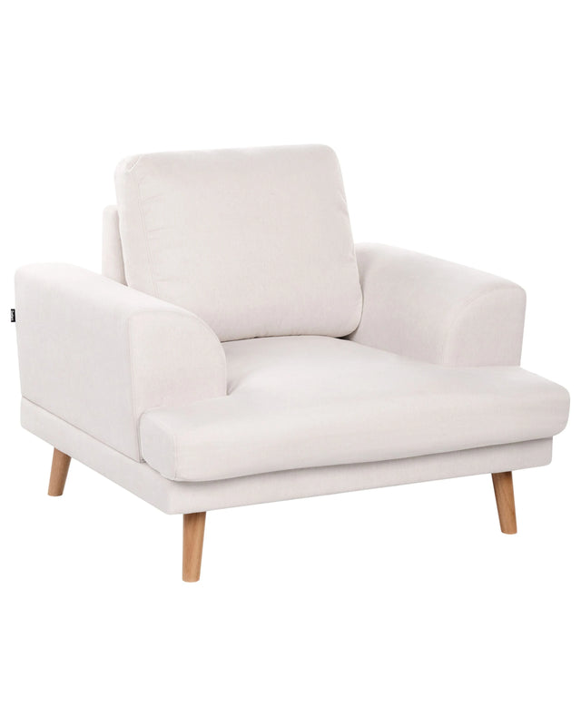 Armchair Light Beige Fabric Soft with Flared Armrests Decor Living Room Beliani
