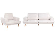 4 Seater Living Room Set Light Beige Fabric Sofa Armchair with Flared Armrests Art Decor Style Beliani
