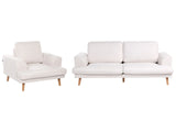4 Seater Living Room Set Light Beige Fabric Sofa Armchair with Flared Armrests Art Decor Style Beliani