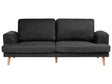 3 Seater Sofa Black Fabric Soft Back Cushions Modern Decor Style Beliani