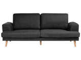 3 Seater Sofa Black Fabric Soft Back Cushions Modern Decor Style Beliani