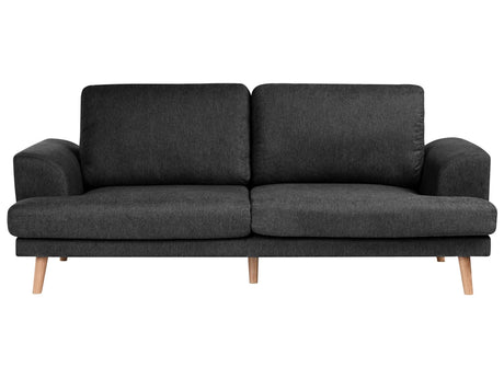 3 Seater Sofa Black Fabric Soft Back Cushions Modern Decor Style Beliani