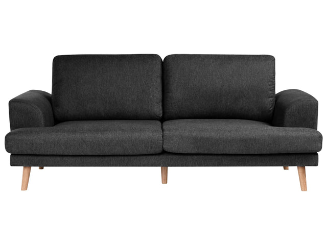 3 Seater Sofa Black Fabric Soft Back Cushions Modern Decor Style Beliani
