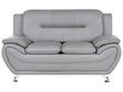 2 Seater Sofa Grey Vegan Eco Leather Loveseat Arms Silver Metal Legs Easy Clean Modern Glam Style Living Room Beliani