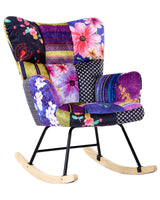 Rocking Chair Multicolour Velvet Upholstery Wooden Legs Skates Modern Biscuit Tufting Beliani