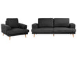 4 Seater Living Room Set Black Fabric Sofa Armchair with Flared Armrests Art Decor Style Beliani