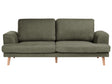 3 Seater Sofa Green Fabric Soft Back Cushions Modern Decor Style Beliani