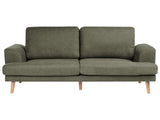 3 Seater Sofa Green Fabric Soft Back Cushions Modern Decor Style Beliani