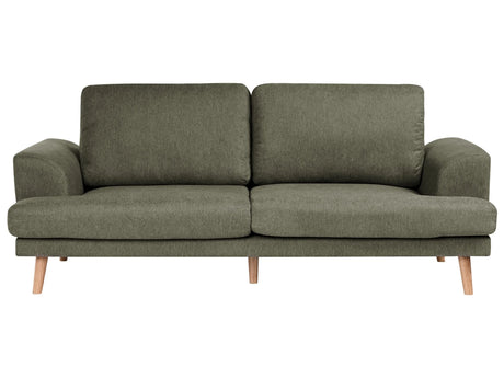 3 Seater Sofa Green Fabric Soft Back Cushions Modern Decor Style Beliani