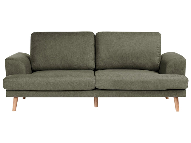 3 Seater Sofa Green Fabric Soft Back Cushions Modern Decor Style Beliani
