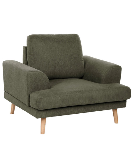 Armchair Green Fabric Soft with Flared Armrests Decor Living Room Beliani