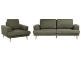 4 Seater Living Room Set Green Fabric Sofa Armchair with Flared Armrests Art Decor Style Beliani