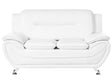 2 Seater Sofa White Vegan Eco Leather Loveseat Arms Silver Metal Legs Easy Clean Modern Glam Style Living Room Beliani