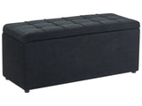Storage Ottoman Black 100 x 42 x 40 cm Polyester Fabric Upholstered Footstool Living Room Modern Style Beliani