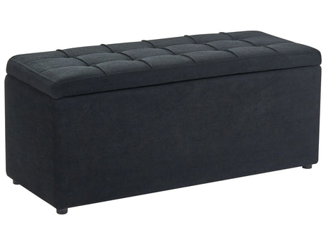 Storage Ottoman Black 100 x 42 x 40 cm Polyester Fabric Upholstered Footstool Living Room Modern Style Beliani