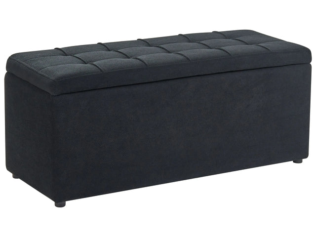 Storage Ottoman Black 100 x 42 x 40 cm Polyester Fabric Upholstered Footstool Living Room Modern Style Beliani