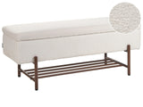 Storage Bench Off White Boucle Upholstery  Metal Legs Lift Up Top Beliani