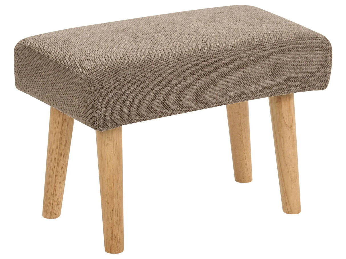 Footstool Brown Polyester Upholstery with Wooden Legs Solid Pattern Scandinavian Style Beliani