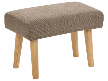 Footstool Brown Polyester Upholstery with Wooden Legs Solid Pattern Scandinavian Style Beliani