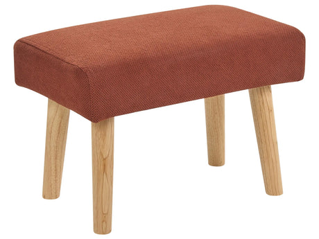 Footstool Orange Polyester Upholstery with Wooden Legs Solid Pattern Scandinavian Style Beliani