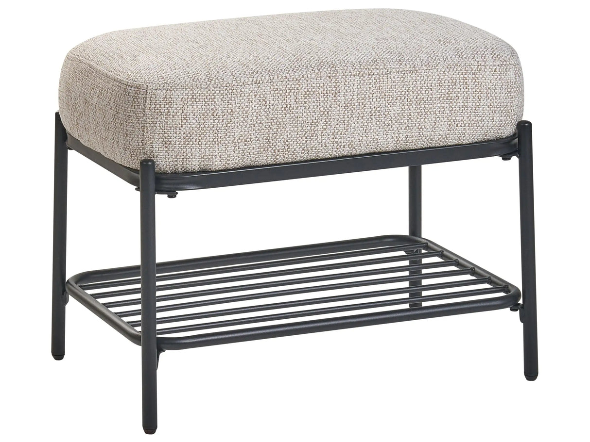 Shoe Bench Beige Fabric Upholstered Hallway Bench with Shelf Padded Seat Beliani