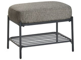 Shoe Bench Black Fabric Upholstered Hallway Bench with Shelf Padded Seat Beliani